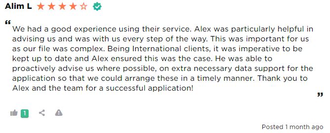 Client review of Clifton Private Finance mortgage advisor Alex Chambers